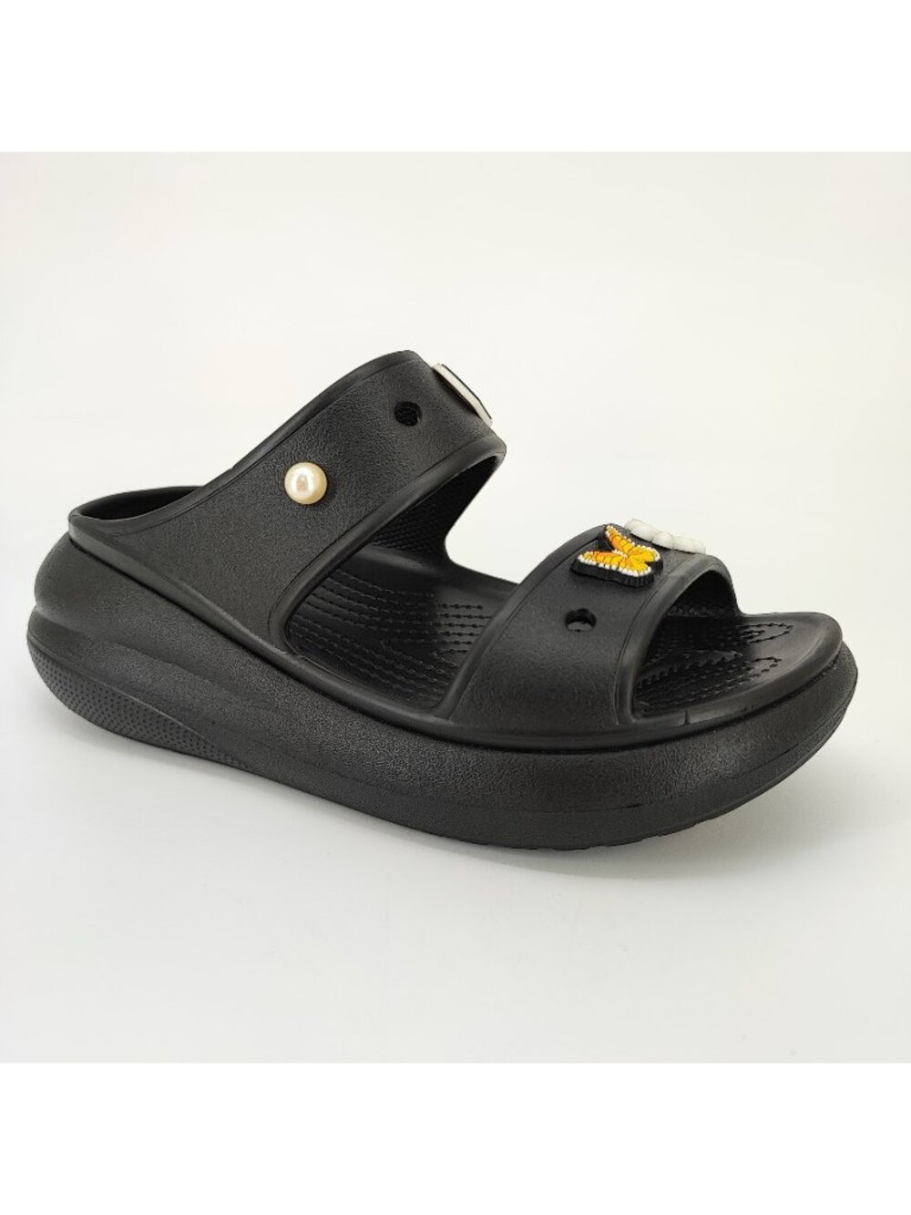 Crocs Classic Crush Women's Size 10 Sandals Rubber Black Platform Slip On 207670